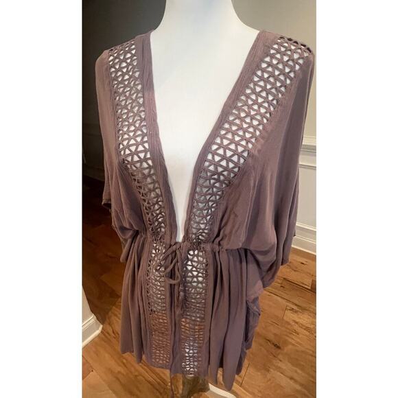 SKYE SWIM COVER TAUPE TIE WAIST CUT OUT DETAILING WOMENS ONE SIZE - Picture 8 of 9